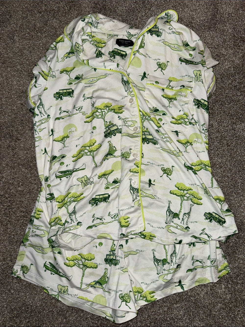 kate spade White and Green Safari Print Women’s Pajama Set